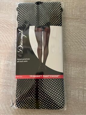 New black Dreamgirl fishnet pantyhose with a back seam burlesque dancer pinup